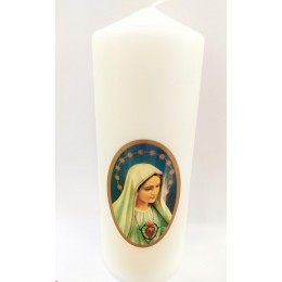 Lumanare alba cu simbol marian 7x18.5 cm