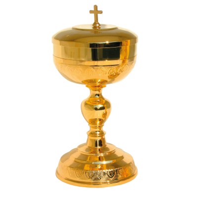 Ciboriu clasic din alama aurita 18 cm