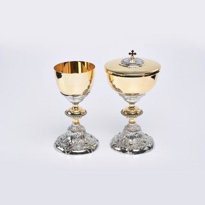 Ciboriu in stil baroc placat cu aur 26 cm