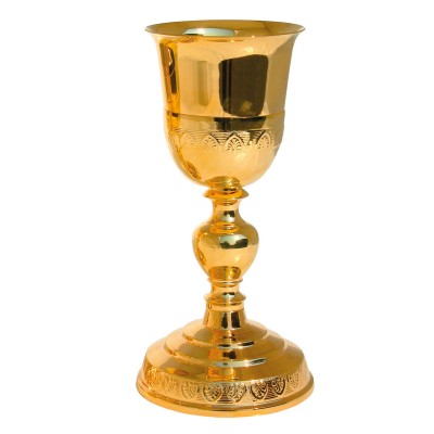 Potir clasic din alama aurita 21 cm