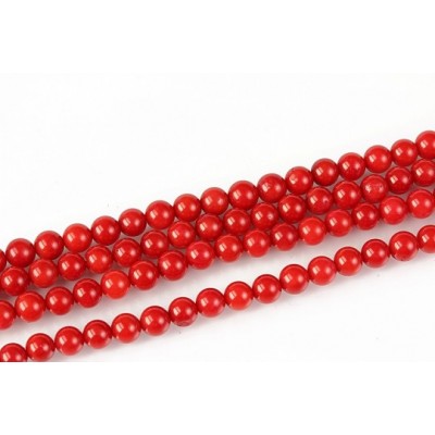 Rozariu coral rosu sfere, 6 mm