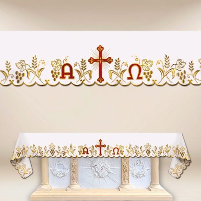 Fata de altar cu Alfa si Omega