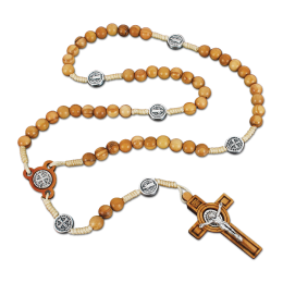 Rozariu Benedictin din lemn de maslin