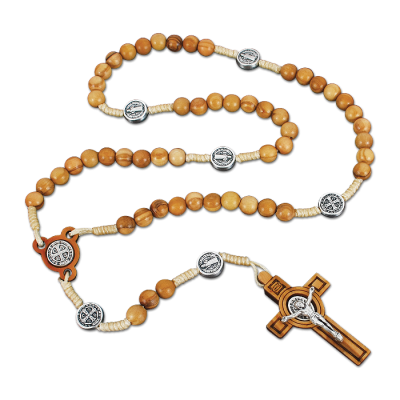 Rozariu Benedictin din lemn de maslin