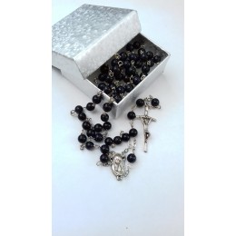 Rozariu piatra soarelui neagra, 6 mm