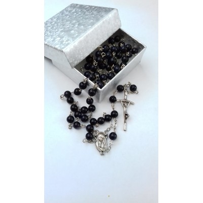 Rozariu piatra soarelui neagra, 6 mm